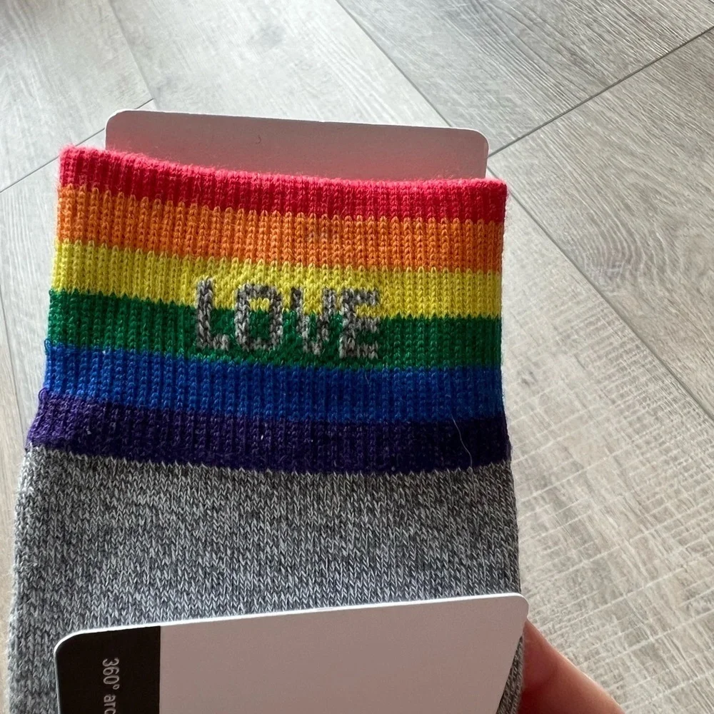 Lululemon Daily Stride Mid-Crew Sock *Rainbow in Heather Grey Size Small